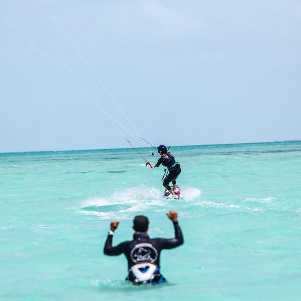 Women Kiteboarding for the first time